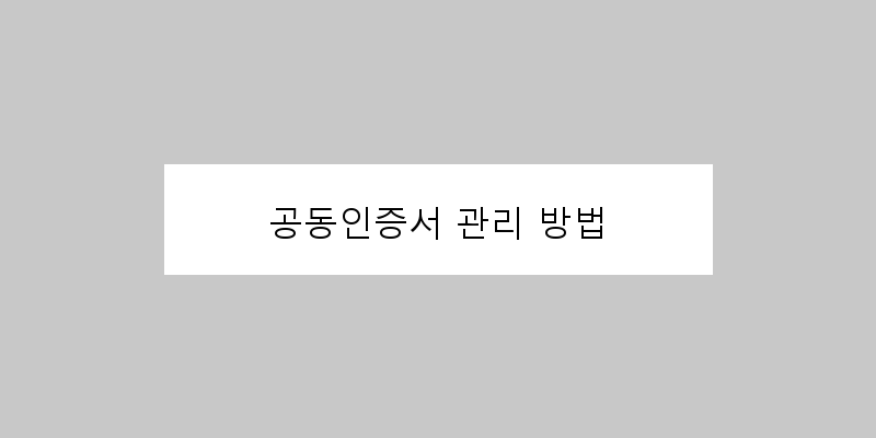 공동인증서 관리 방법 이미지