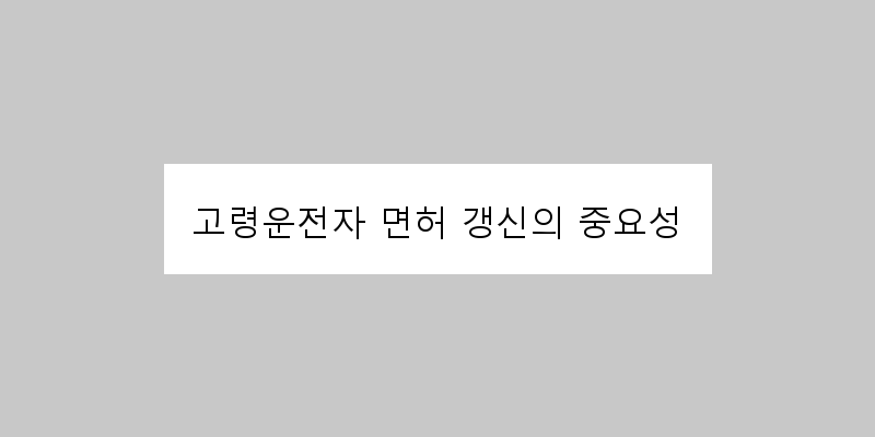 
  고령운전자 면허 갱신의 중요성
 이미지