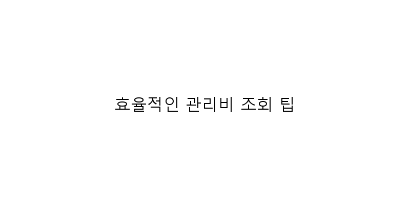 
  효율적인 관리비 조회 팁
 이미지